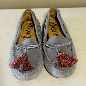 Sam Edelman Fantine Loafers Dusty Blue Suede Size 6.5 Tasseled